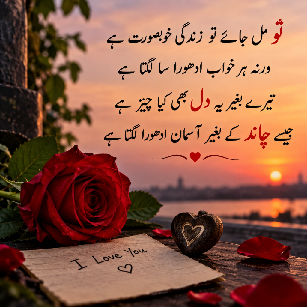 Deep Romantic Love Poetry in Urdu 🌹